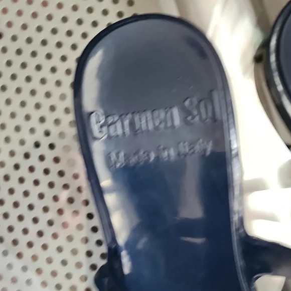 Carmen Sol Blue Studded Jelly Sandals Toe Ring Slides Women’s - Picture 5 of 7